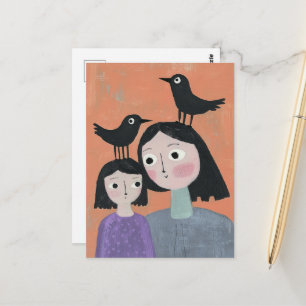 Adorable Black Birds on Their Heads Postcard