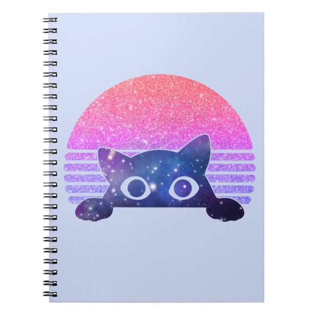 Adorable Black Cat Peeking – Cute Feline Notebook (Front)