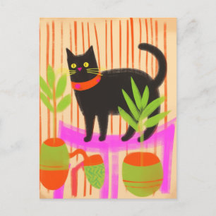 Adorable Black Cat Postcard