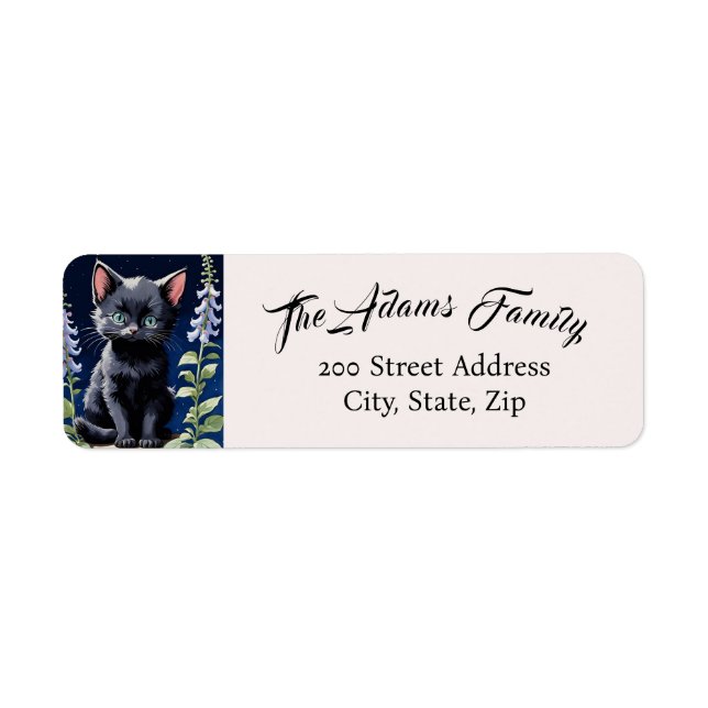 Adorable Black Cat Return Address Labels (Front)