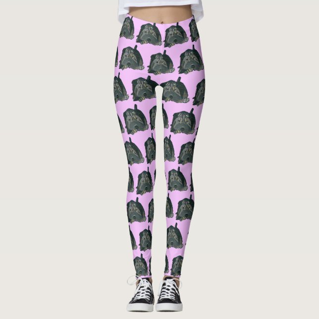 Adorable Black Chinese Shar Pei Leggings (Front)