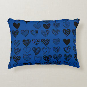 Adorable Black Heart Scribble Drawing Accent Pillow