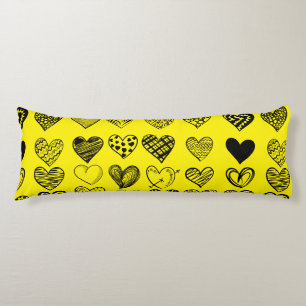 Adorable Black Heart Scribble Drawing Body Pillow