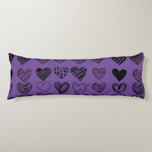 Adorable Black Heart Scribble Drawing Body Pillow