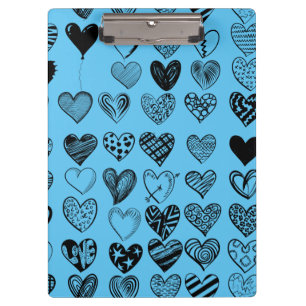Adorable Black Heart Scribble Drawing Clipboard