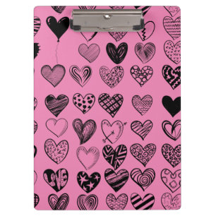 Adorable Black Heart Scribble Drawing Clipboard