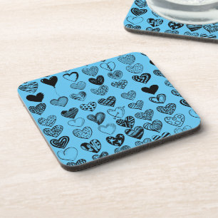 Adorable Black Heart Scribble Drawing Coaster