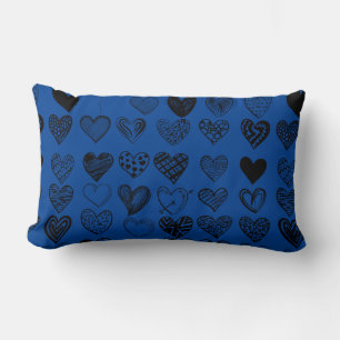 Adorable Black Heart Scribble Drawing Lumbar Pillow