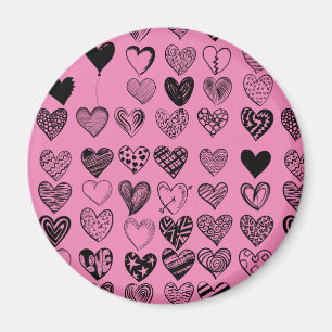 Adorable Black Heart Scribble Drawing Magnet