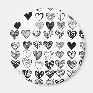 Adorable Black Heart Scribble Drawing Magnet
