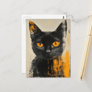 adorable black kitty postcard