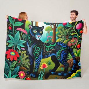 Adorable Black Panther Big Cat Fleece Blanket
