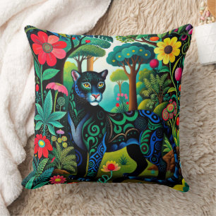 Adorable Black Panther Big Cat Throw Pillow
