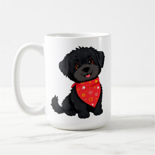 Adorable Black Puppy Wearing a Red Bandana Coffee Mug