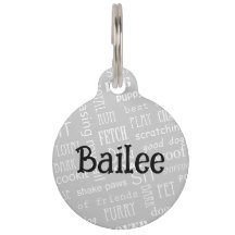 Adorable Black White Dog Words Pet ID Tag
