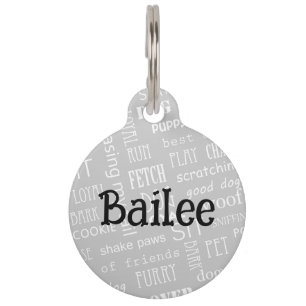 Adorable Black White Dog Words Pet ID Tag