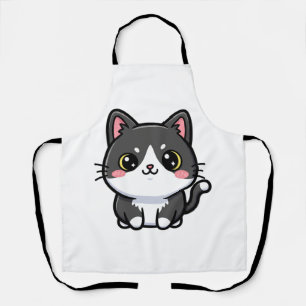 Adorable Black White Kawaii Kitten Apron