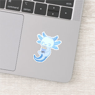 Adorable Blue Axolotl Boba Bubble Tea
