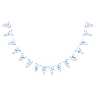 Adorable Blue Axolotl Boba Tea Boy Birthday Bunting Flags