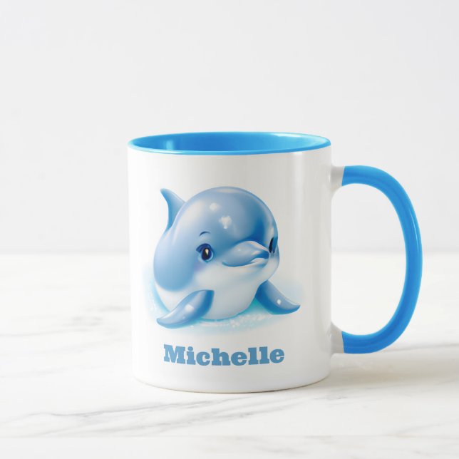 Adorable Blue Baby Dolphin Mug (Right)