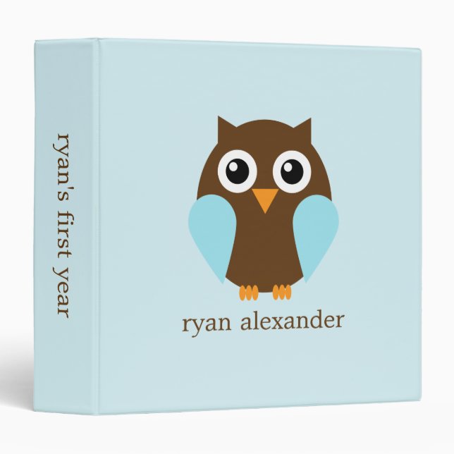 Adorable Blue Baby Owl Binder (Front/Spine)