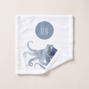 Adorable Blue boys Under the Sea Octopus Wash Cloth