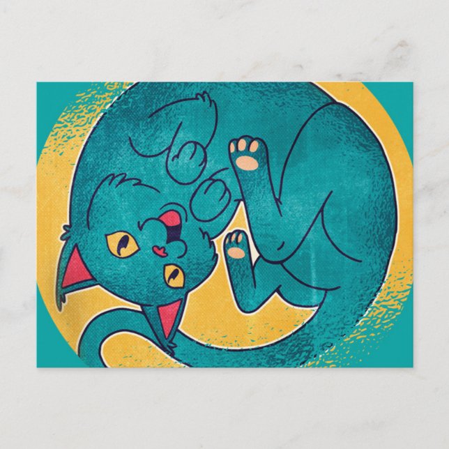 Adorable Blue Cat Postcard (Front)