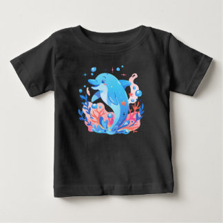 Adorable Blue Dolphin Baby Bodysuit