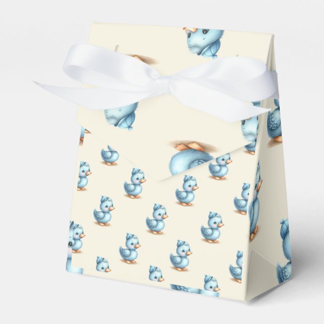 Adorable Blue Ducks Wearing A Cap Favor Box (Front Side)