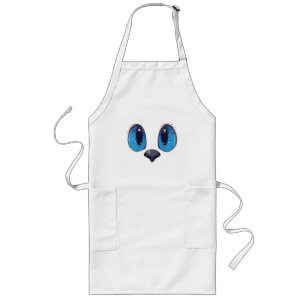 Adorable Blue Eyes Cat Face Cute Kawaii Cat Design Long Apron