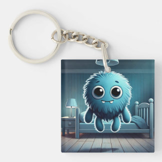Adorable Blue Fluffy Creature Keychain