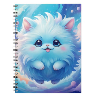 Adorable blue fluffy creature notebook
