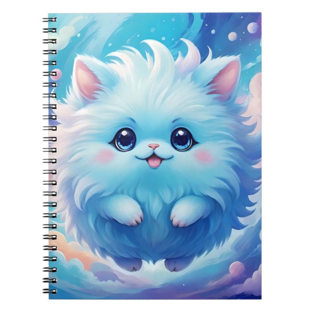 Adorable blue fluffy creature notebook (Front)