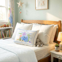 Adorable Blue Octopus Throw Pillow