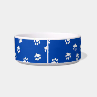 Adorable Blue Paw Printed Medium Dog Bowl