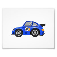 Adorable Blue race car  - Choose background colour