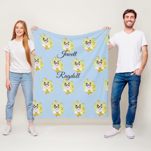 Adorable Blue Ragdoll is a Digital Star Fleece Blanket (In Situ)