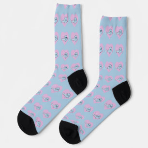 Adorable Blue Seal with a Pink Heart Background Socks