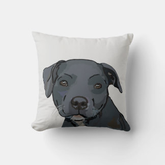 Adorable blue staffy (light grey) throw pillow