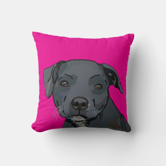 Adorable blue staffy (pink) throw pillow