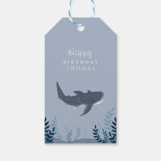 Adorable Blue Under the Sea Manta Ray Birthday Gift Tags
