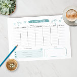 Adorable Blue Weekly Planner Notepad<br><div class="desc">This weekly planner has space to write your to-dos from Monday to Friday, and a place to write down your weekly goals and notes. It features a cute paint roller and heart design. You can also use this as a shopping list or for school!</div>