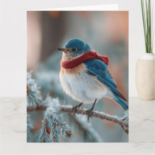 Adorable Bluebird in a Scarf Card