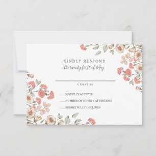 Adorable Blush flower bunch Wedding RSVP