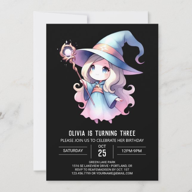 Adorable Boho Wizard Birthday Invitation (Front)