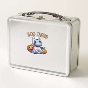 Adorable BOO DENG My Moo Thang Baby Hippo Hallowee Metal Lunch Box