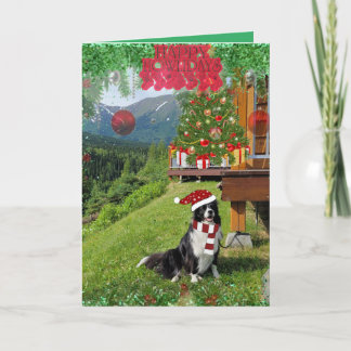 Adorable Border Colllie Folded Christmas card