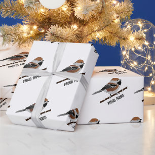 Adorable Boreal Chickadee Bird Cartoon Wrapping Paper