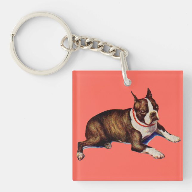 adorable Boston terrier Keychain (Front)