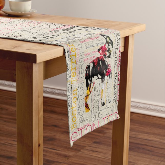 Adorable Boston Terrier Short Table Runner (In Situ)